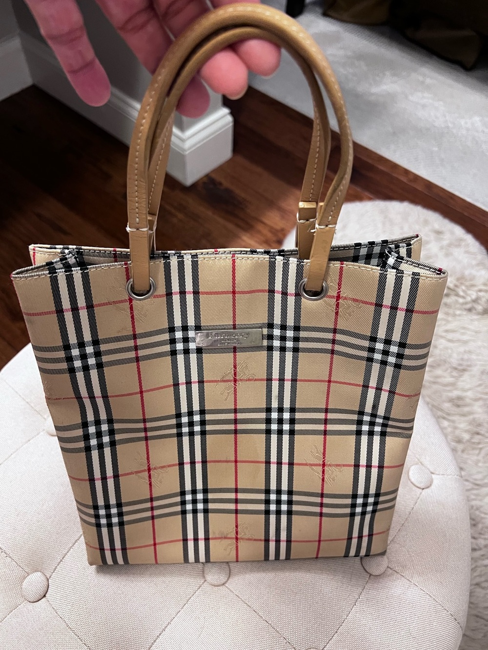 Burberry Blue  label  Beige Vintage Check Tote Bag